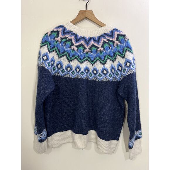 Nordic Scandi Lopapeysa Wool Blend Sweater L Chunky Knit Cottagecore Cozy - Picture 2 of 13